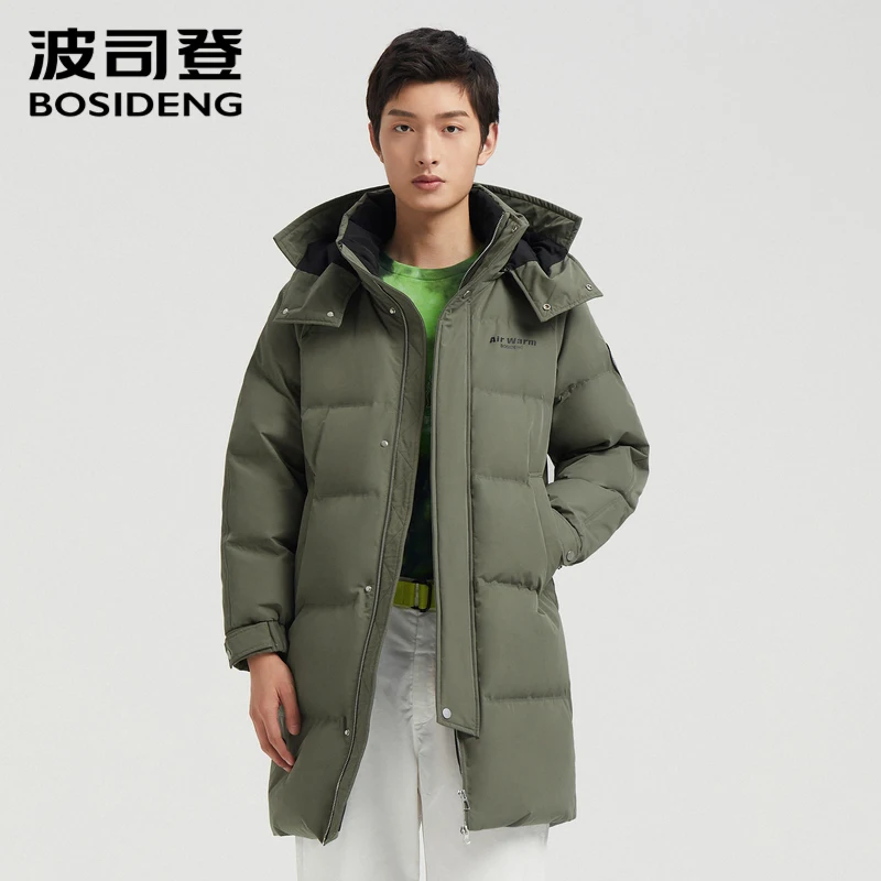 

BOSIDENG men's clothing detachable hat long parka winter thicken warm loose coat casual jacket 90% duck down outwear B00145451