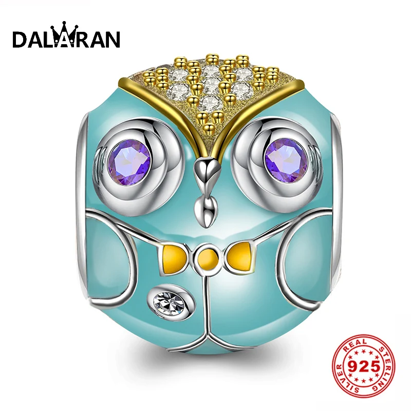 DALARAN серебро 925 пробы милая сова золотые бусины подходят для Diy Pandora оригинальный