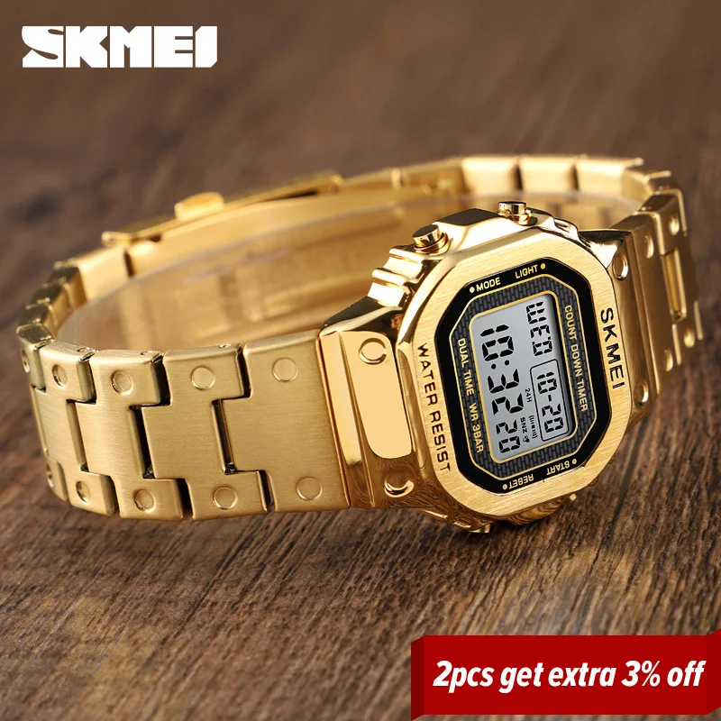 SKMEI модные цифровые часы для мужчин и женщин парные наручные 2 времени Chrono