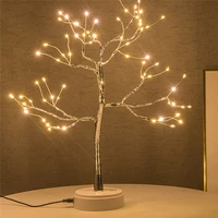 diy led light bonsai copper wire holiday decor usb charging night light firework touch switch control tree shape