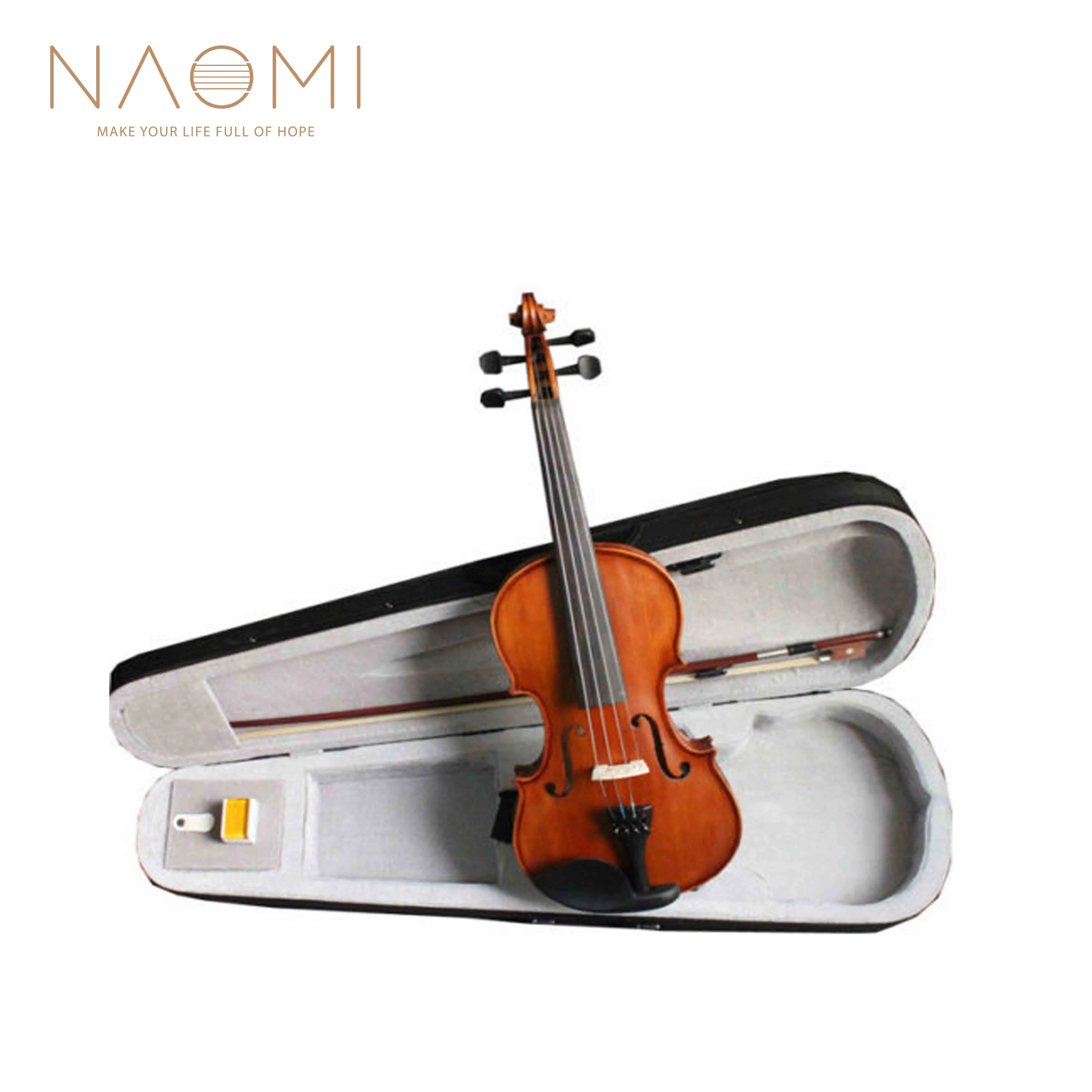 

Школьная скрипка NAOMI, полноразмерная 4/4 скрипка/черное дерево, футляр для скрипки и набор из 4/4 бантов для скрипки