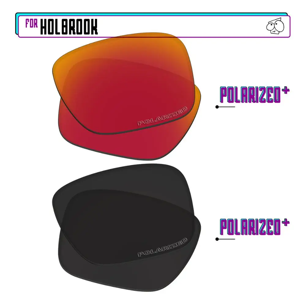 EZReplace Polarized Replacement Lenses for - Oakley Holbrook Sunglasses - BlackPPlus-RedPPlus