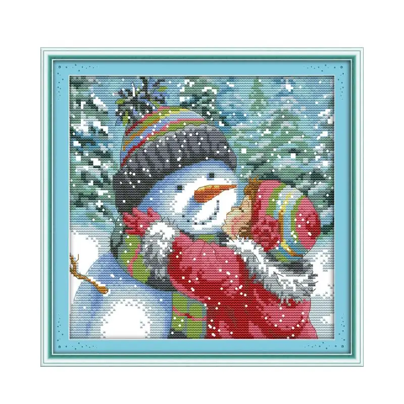 Kiss the Snowman Счетный Вышивка крестом мультфильм Зимний снег 11CT 14CT 18CT DMC цвет хлопок