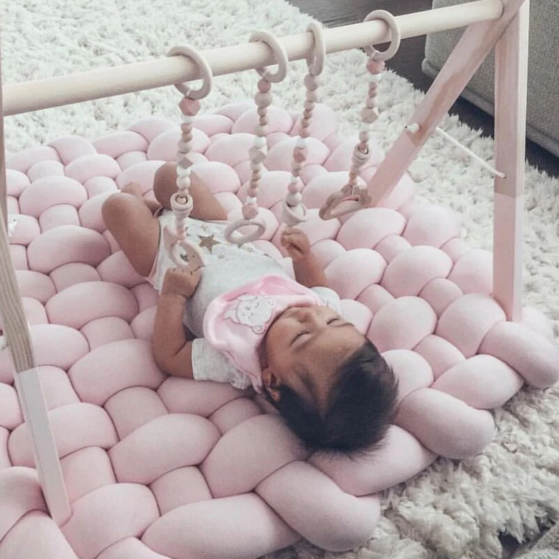 

Baby Play Mat Room Decoration Teenager Girls Braid Strip Weave Knotted Kids Rug Puzzle Crawling Gym Pad Carpet Room Decor
