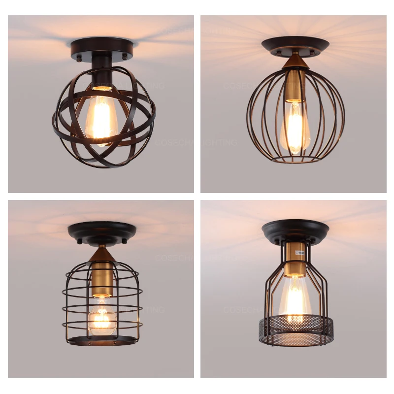 Круглые маленькие черные потолочные лампы E27 мини-светильник для коридора