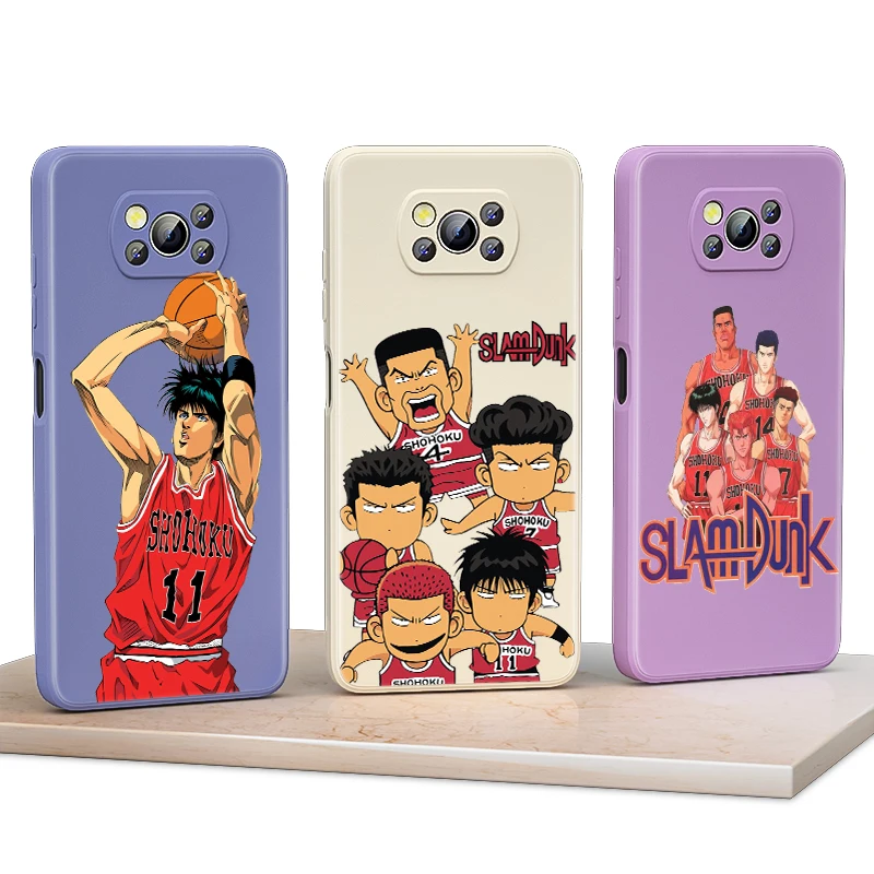 

Cute Cartoon Slam Dunk for Xiaomi Poco F3 GT X3 NFC M3 C3 M2 X2 Pro 5G Liquid Silicone Soft Cover Shockproof Phone Case