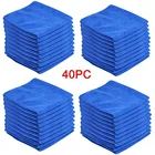 40 шт., голубые салфетки из микрофибры для чистки автомобиля, 30 х40 см