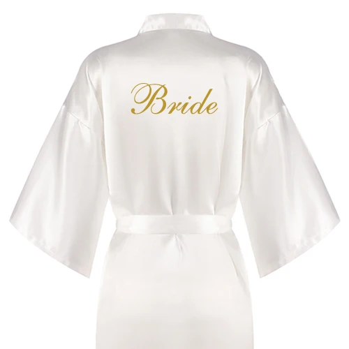 Женское атласное шелковое кимоно mauve Золотое банное платье для невесты Короткое