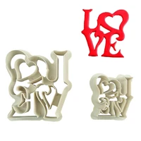 2pcs valentines day love heart plunger cake decorating tools biscuit cookie cutters mould kitchen fondant baking cutting pastry