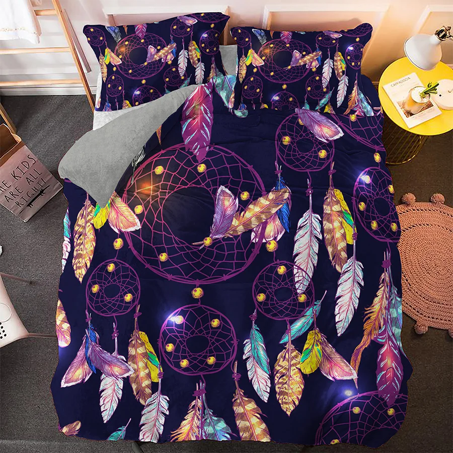 3D мечта приманкой постельного белья в богемном стиле перо красочные домашнего