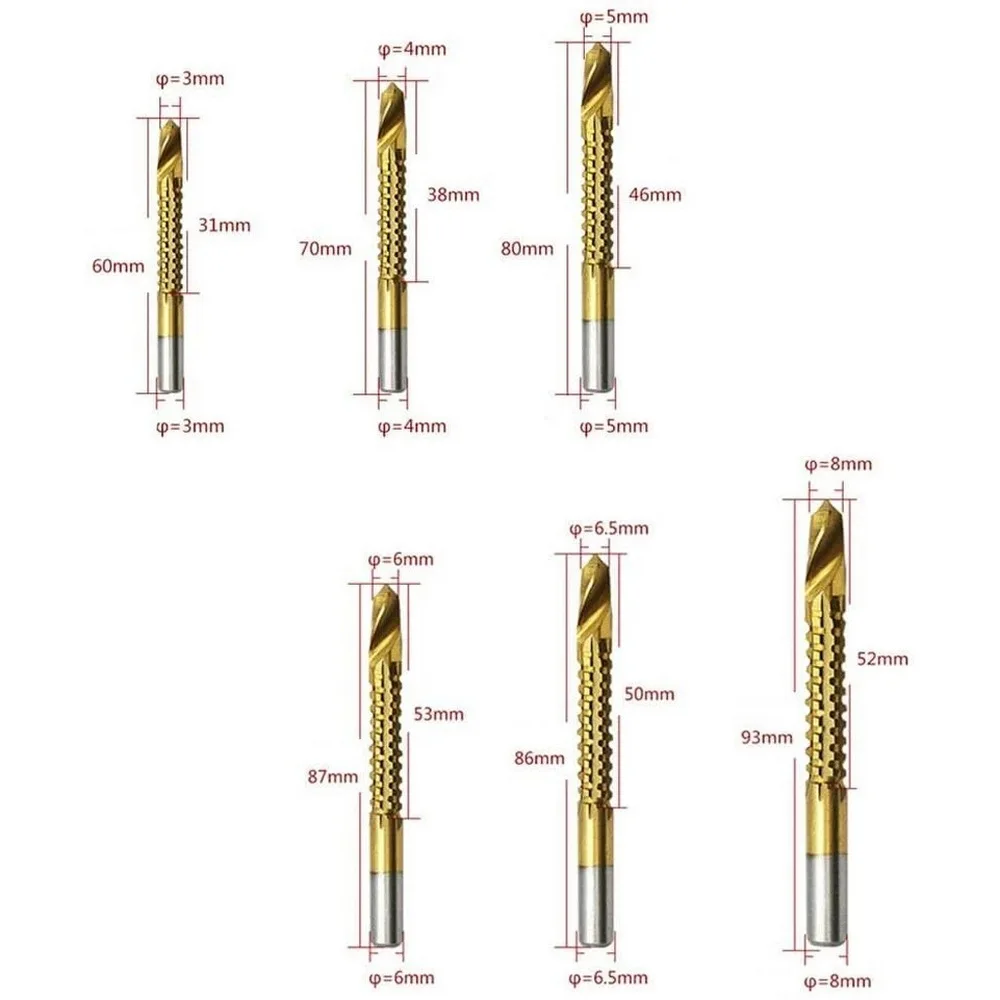 

6pcs/set Cobalt Drill Bit Set Spiral Screw Metric Composite Tap Drill Bit Tap Twist Drill Bit Set Multi-function Metal Specia