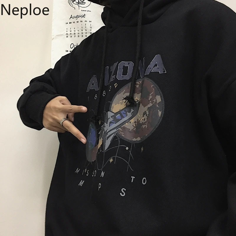 Винтажная Женская толстовка Neploe Harajuku,, Миссия на Марс, космический корабль, Аризона, худи, черный пуловер с капюшоном, 39104