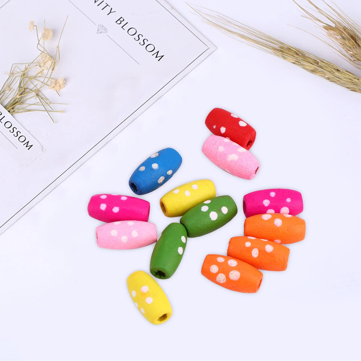 100pcs Colorful Wooden Jewelry Beads Kids DIY Making Accessories Multicolor Spacer Bead For Craft | Дом и сад