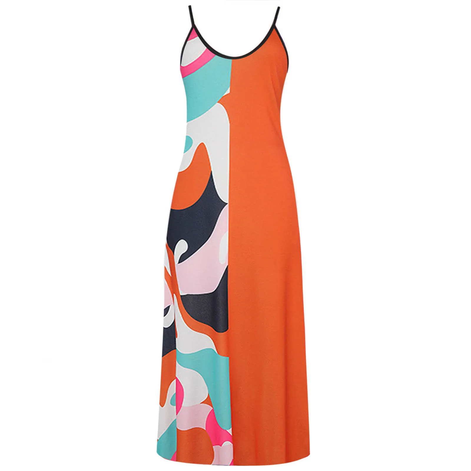 

Long Dress Women Summer V-neck Flower Print Sleeveless Plus Size Pullover Maxi Dress Woman Loose Dress #35