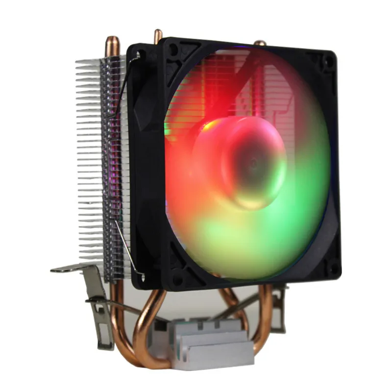 RGB светодиодный вентилятор охлаждения процессора 2 Heatpipe 12V охлаждающий вентилятор Радиатор для Intel LAG 1150 1155 1156 775 для AMD - Цвет лезвия: 7-Colors Change