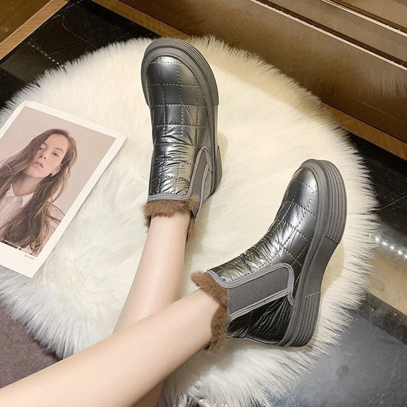 Short Tube Snow Boots Women's Winter Leisure Korean Version Plus Velvet Thick Martin Boots Warm Trend Cotton Shoes Women