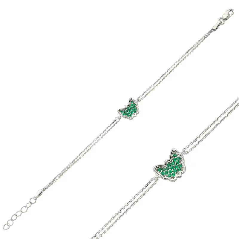 

Silverlina Silver Green Butterfly Womens Bracelet