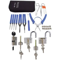 professional pick set locksmith tool with 5pcs transparent lockklom 20pcs broken key extractor pick bag family hardware suit