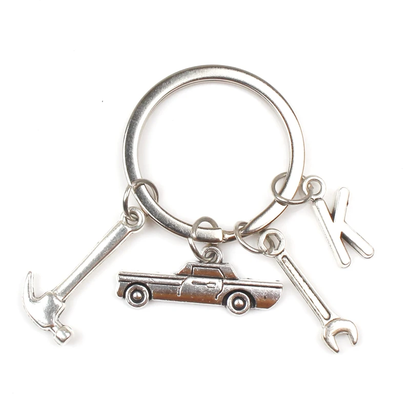 

New Car Repair Tool Keychain Hammer Pendant (A-Z) Letter Personalizeds Custom Keychain Father's Day Gift DIY Handmade