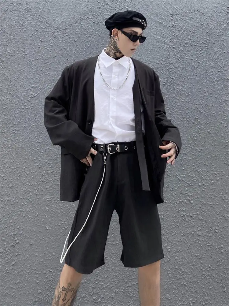 Yamamoto wind dark suit suit summer men's INS handsome casual suit shorts suit loose version