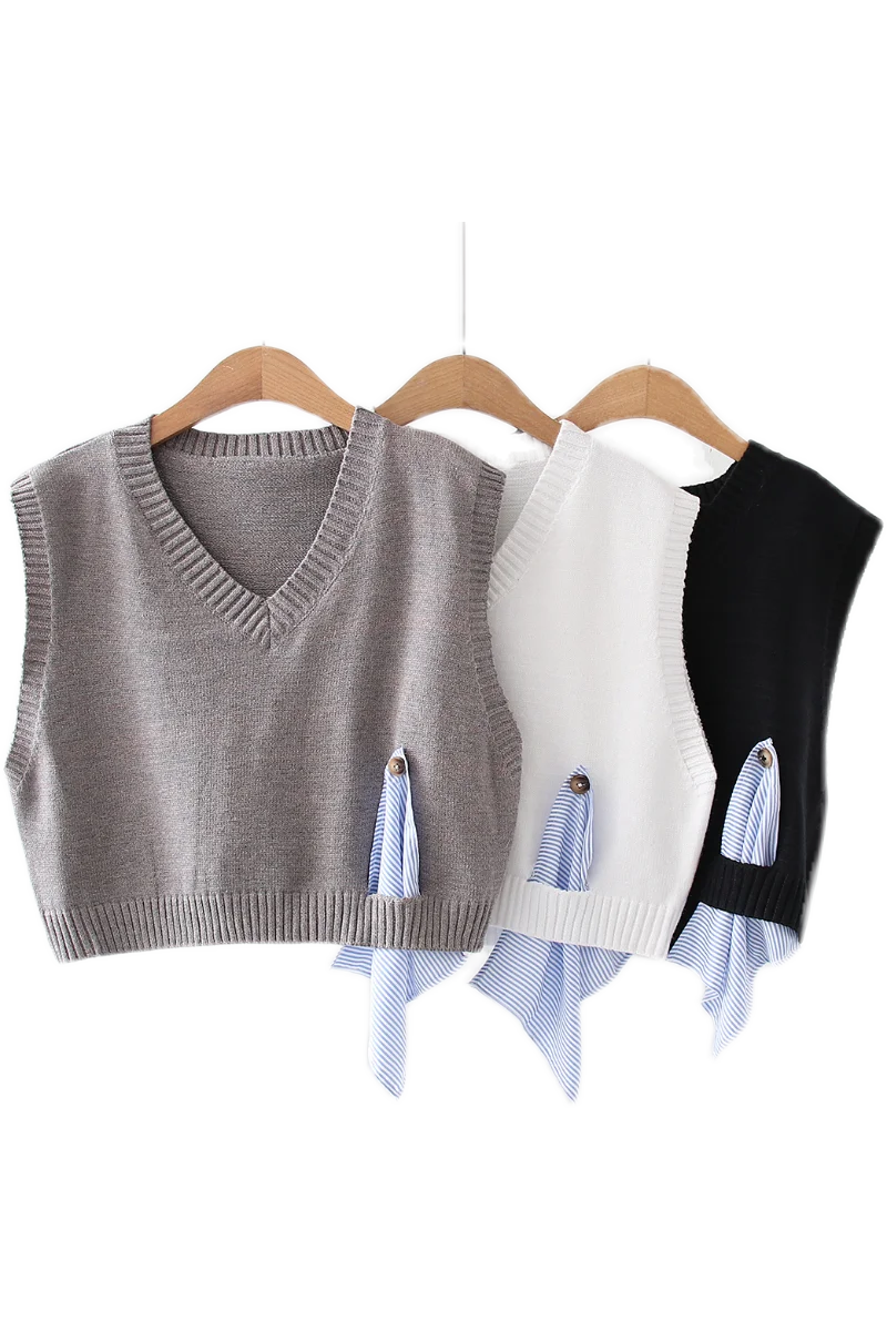 

loose sweater spring autumn Women's vest knitted vest v neck joker knitted vest womens vests winter outerwear plus size