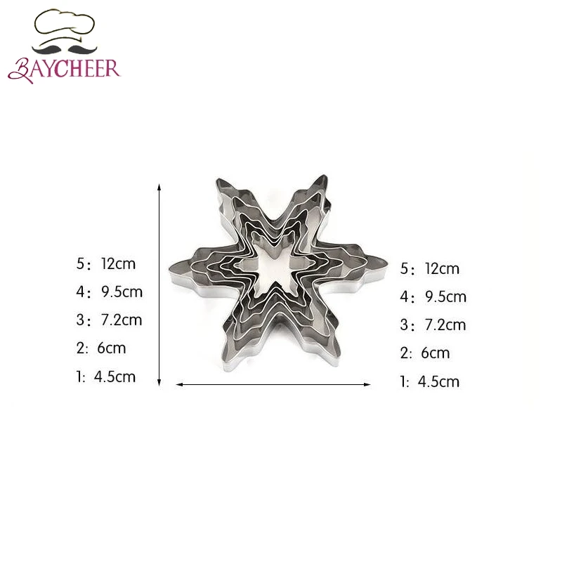 5 шт. Рождественские снежинки ледяные кристаллы для печенья формы из нержавеющей