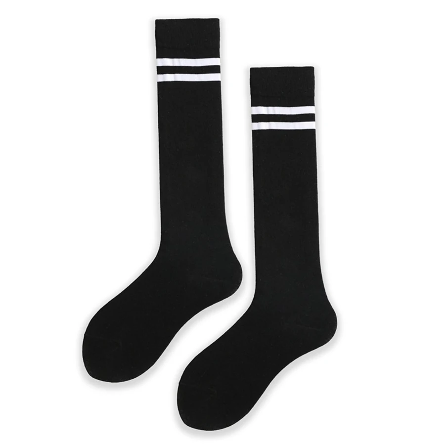 

Cotton Knee Socks Women Solid Color Black White Beige Striped Pattern 200 Needle Craft Tight High Casual Spring Autumn Style