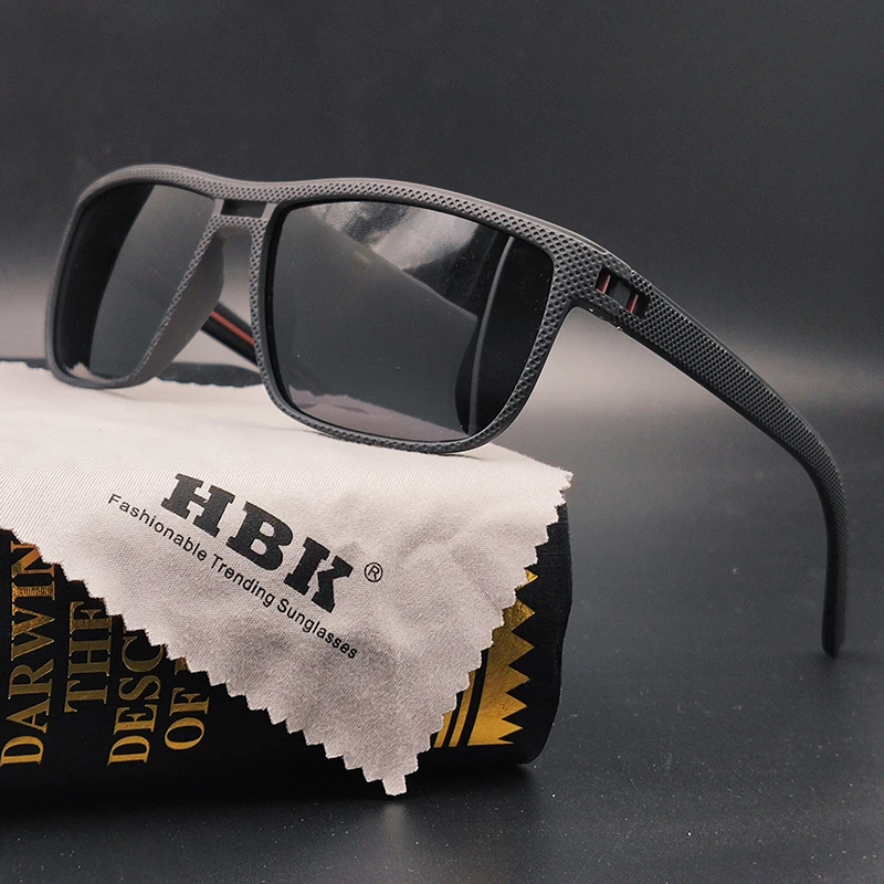 C1 black black HBK, мужские поляризованные солнцезащитные очки TR90 для вождения, рыбалки, квадратные, сверхлегкие, небьющиеся, солнцезащитные очки, мужские, защита от ультрафиолета - Цвет линз: C1 black black
