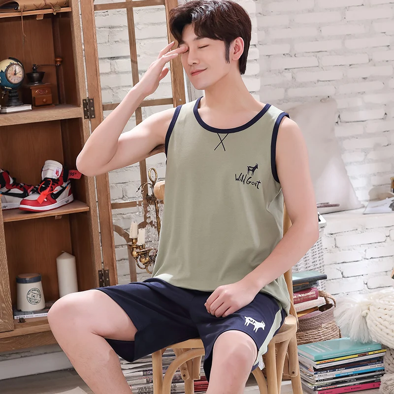 Новинка 2022 летняя мужская пижама жилет мужской пижамный комплект Мужская из