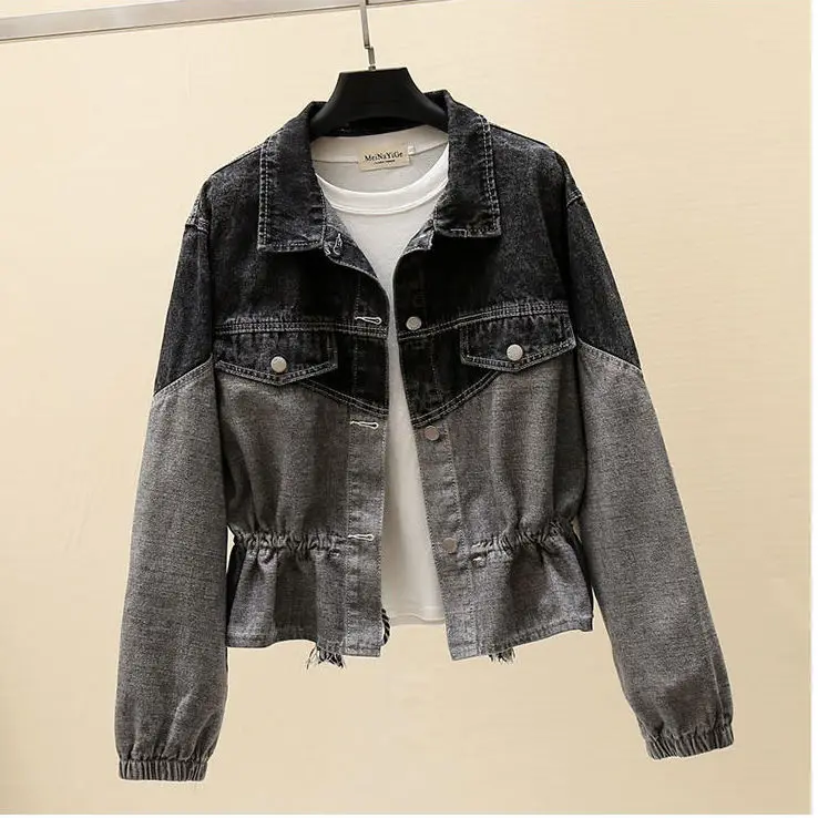 

Джинсовая куртка женская Молодежная Корейская подходящая ко всему Короткая Талия хлопковый топ