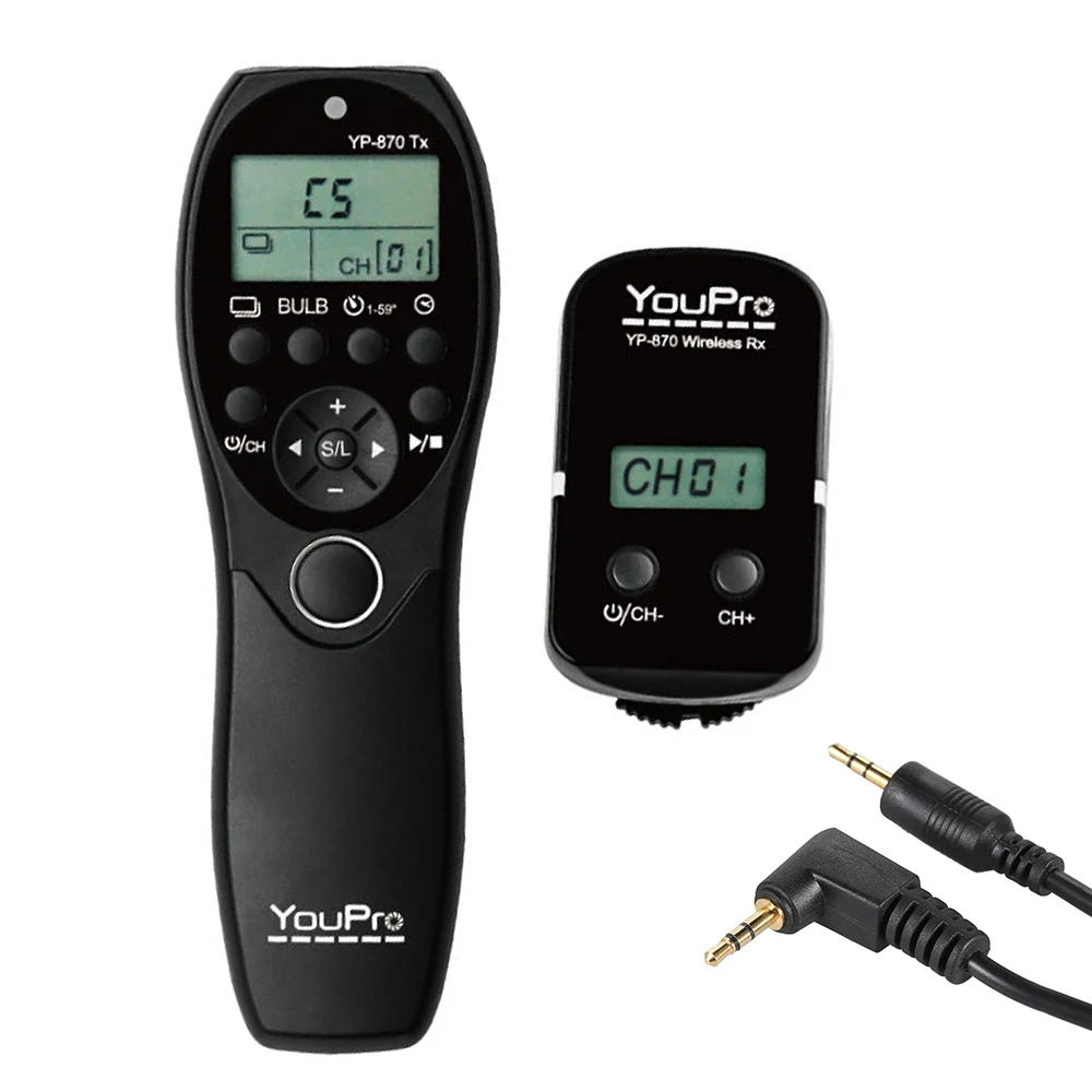 

YouPro YP-870 E3 2.4G Wireless Remote Control LCD Timer Shutter Release Transmitter Receiver 32 Channels for Canon Pentax Camera