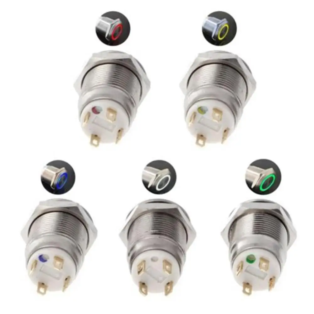 

12mm LED Illuminated Metal Momentary Push Button Switch Boat Car 3A/220V DC Switches & Relays