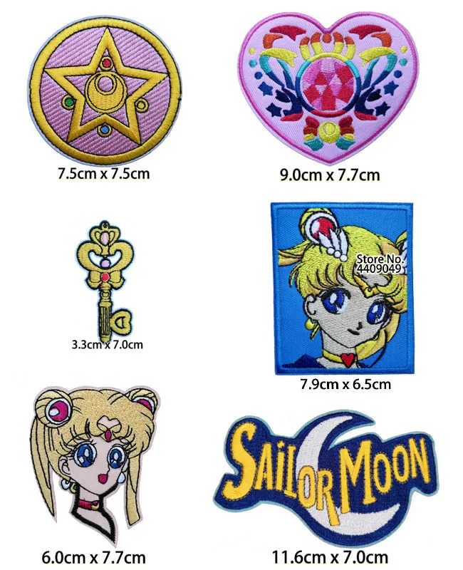 Sailor Moon лицо вышитое Железо на патч, Волшебная коробка девушка мультфильм персонаж куртка рюкзак DIY аксессуары для одежды