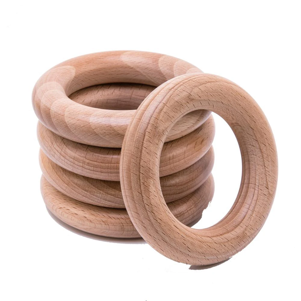 

10 PCS Beech Wooden Baby Teething Rings Customize Wooden Ring Engraved Baby Teethers DIY Crafts Necklace Accessorie Baby Toys
