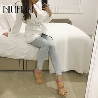 peep toe woven pu leather women slippers stiletto square toe sandals solid color high heels plus size 35 42 shoes for women