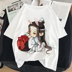 Женская футболка с графическим принтом Mo Dao Zu Shi, белые топы в стиле Харадзюку, Повседневная футболка, Милая женская футболка с аниме Y2k, лето 2021