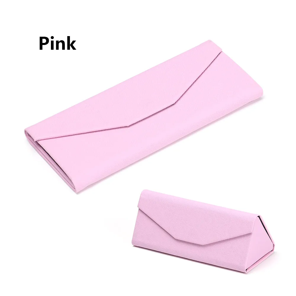 pink 1 шт. треугольник футляр для солнцезащитных очков складной PU водонепроницаемый Сильный Магнит Чехол для очков сплошной цвет бинокль защитный Органайзер - Цвет: pink