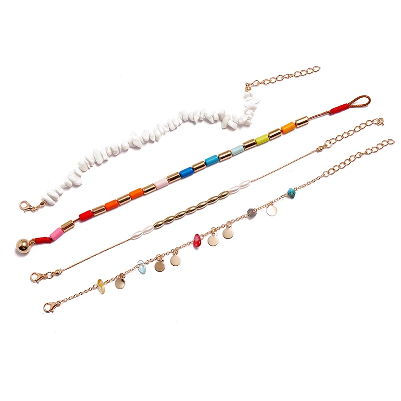 4 шт./компл. богемные браслеты на ногу с модным геометрическим драгоценные камни