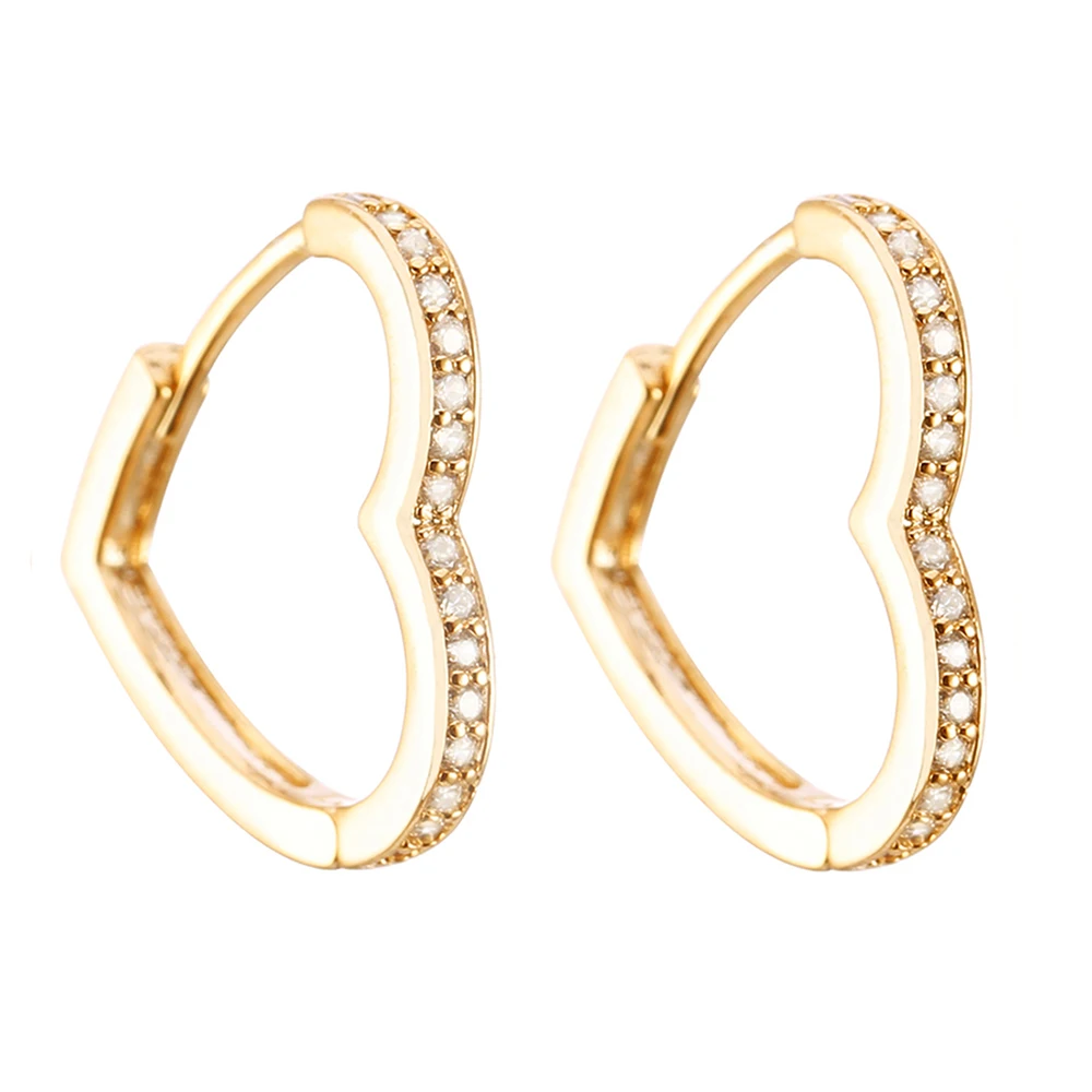 

Women's Heart Shape CZ Zircon Hoop Earrings Gold Silvery Ear Rings Small Simple Female Fashion Jewelry Gift 2020 girls