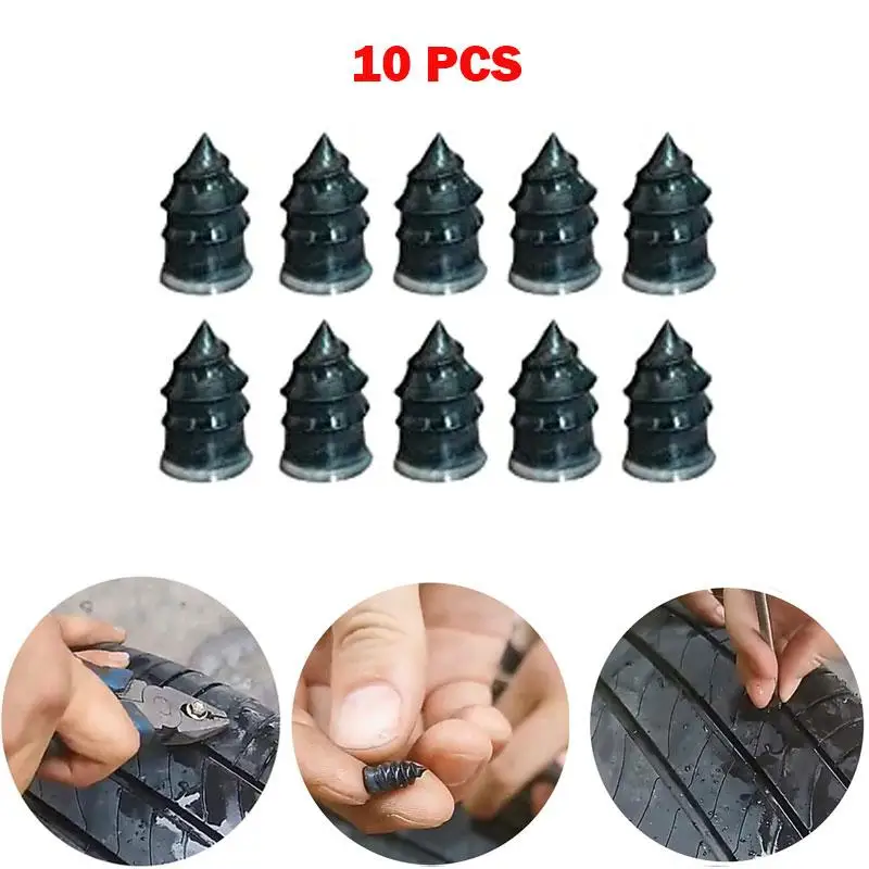 

10pcs Vacuum Tyre Repair Nail Car Trucks Motorcycle Scooter Bike Tubeless Tire Puncture Repair Rubber Nails Puncture Repair Tool