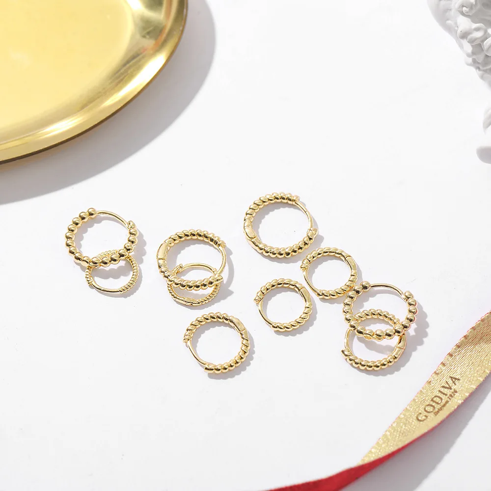 Модные круглые витые серьги золотого цвета для женщин простые крошечные