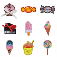 1pcs cartoon sweets lollipop ice cream patches iron on kids embroidered decorative sewing applique for clothes bag diy