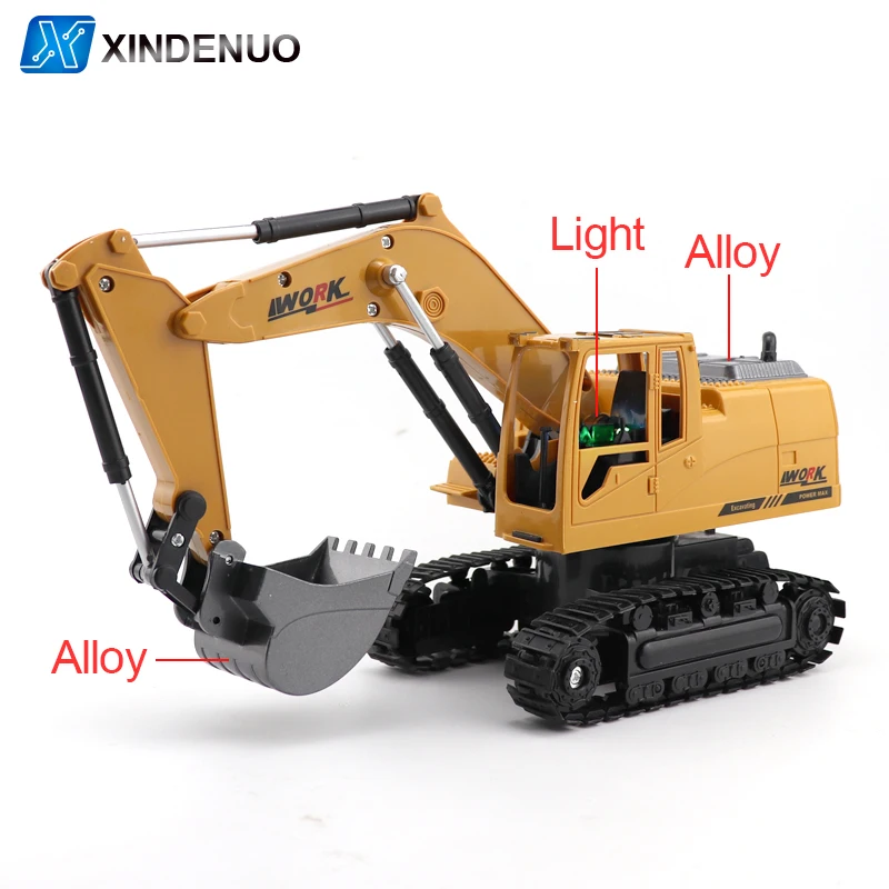 Cami&oacute;n excavadora con cubo de aleaci&oacute;n de 8 canales, Juguete Musical y ligero para ni&ntilde;os, coche controlado por Radio giratorio de 360 &deg;, tamiya-3