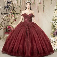 charming off the shoulder quinceanera dress beaded appliques ball gown dress princess sweet 16 15 birthday gowns for girl