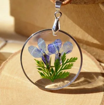 Сушеный цветок ожерелье forget-me-не настоящее живое растение Посеребренная Подвеска Бижутерия Ожерелье с цветами - Окраска металла: naiseng0525
