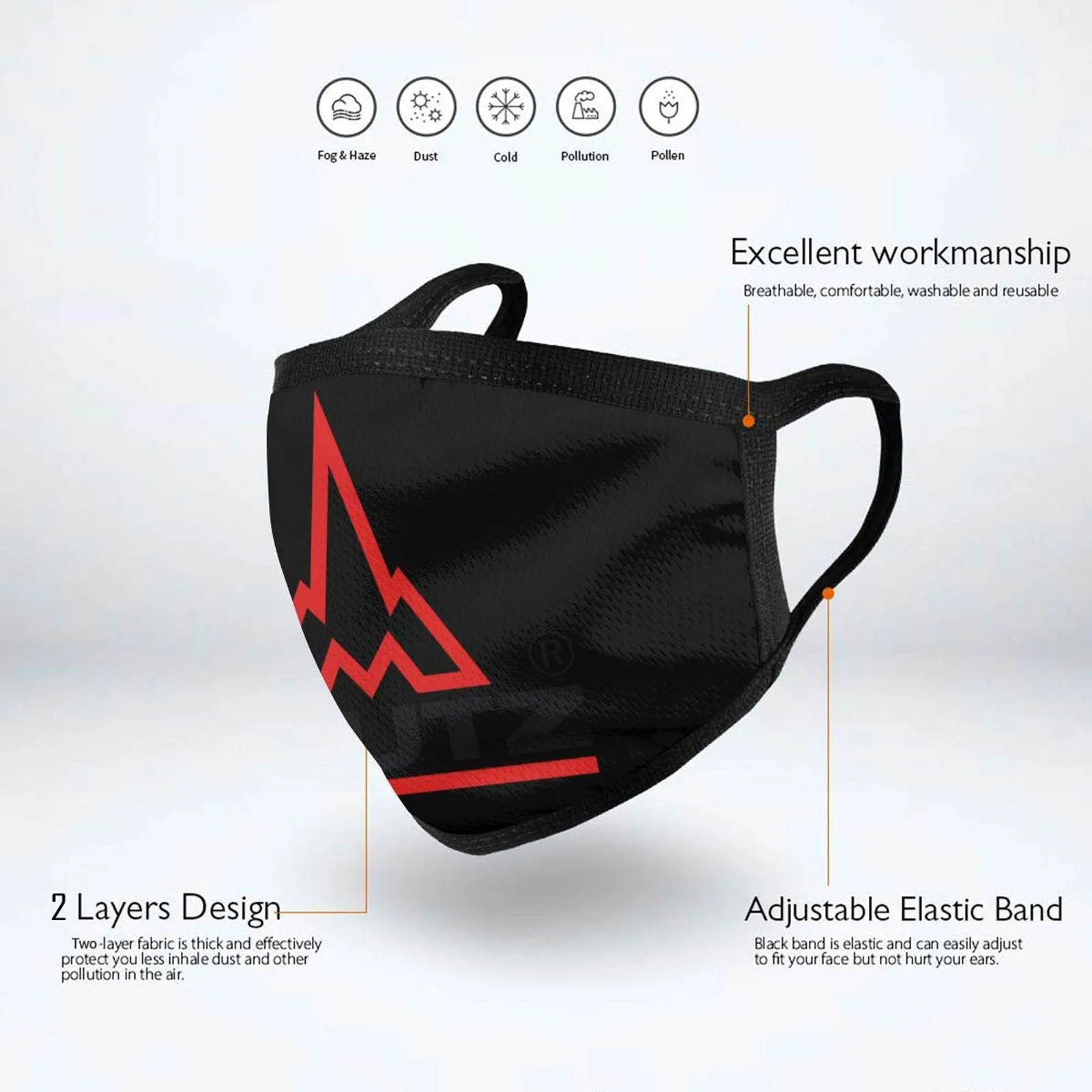 

1PC Unisex Black Cotton Mask Reusable Face Mask Protective Mascarillas Breathable Fabric Mouth Masks Washable Windproof Masque