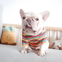 warm sweater jacket coat small dog pet clothes stripe base shirt high collar puppy clothes outfit suit apparel pet supplies