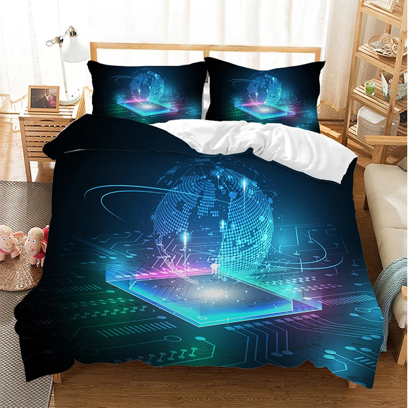 Bedding set Bedclothes Include Duvet Cover Pillowcase Print Home Textile Bed Linens Laser Earth Comfoter Soft King-Full Size | Дом и сад