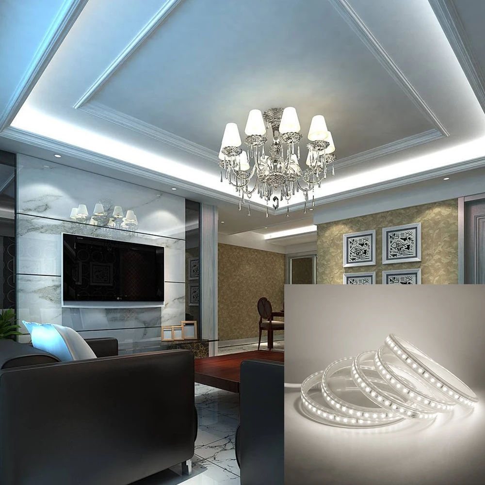 Светодиодная лента гибкая Водонепроницаемая SMD 5050 2835 220 В С диммерным