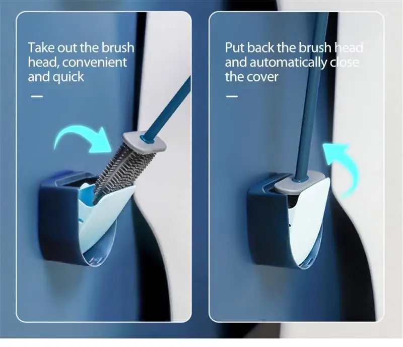 

Silicone Toilet Brush with Toilet Brush Holder Flexible Bristle Toilet Brush Cleaning Brush Set